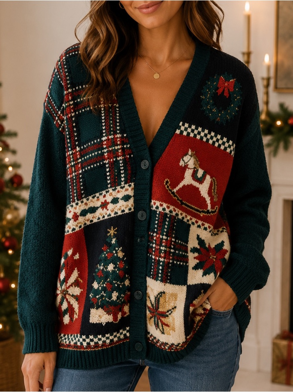 Vintage Maggie Lawrence Christmas Cardigan Sweater